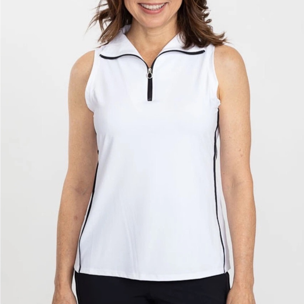 Kinona Sleeveless White Keep it Covered Sleeveless Golf Shirt XL